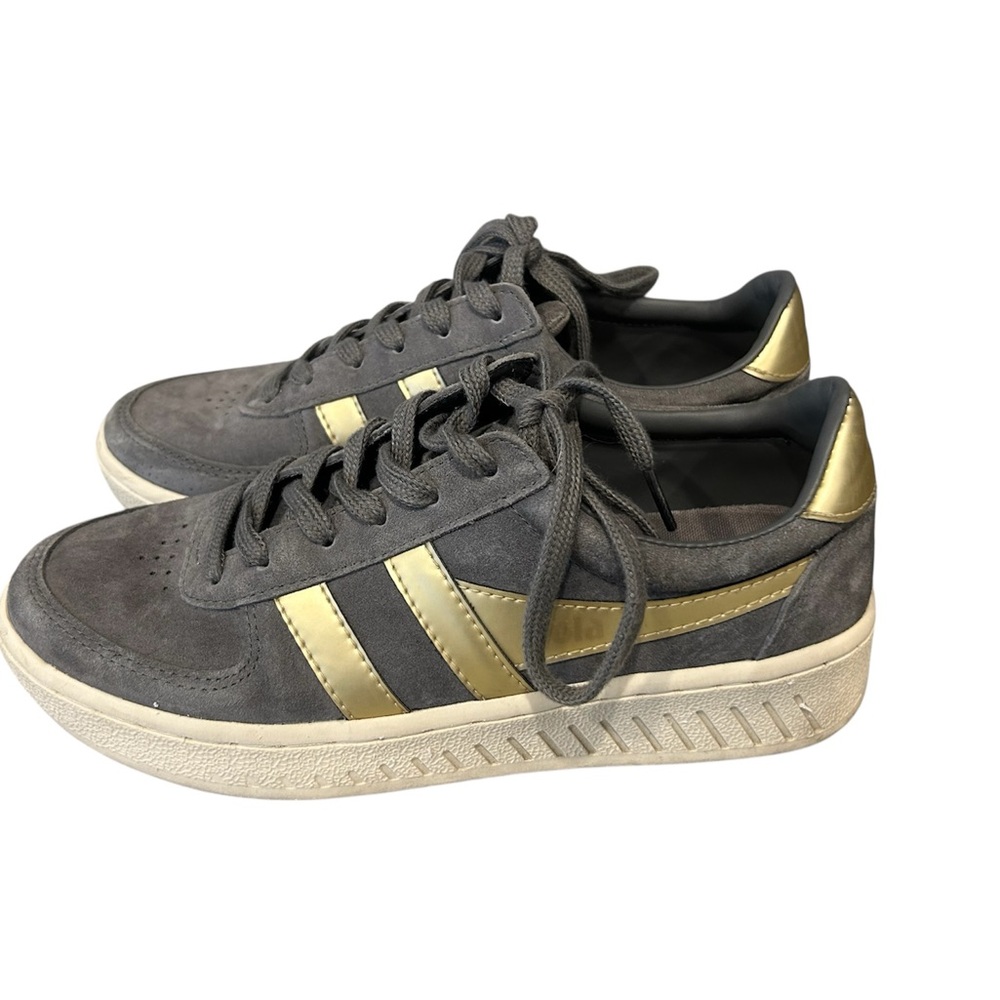 GOLA Gray Grandslam Sneakers with Gold Stripes